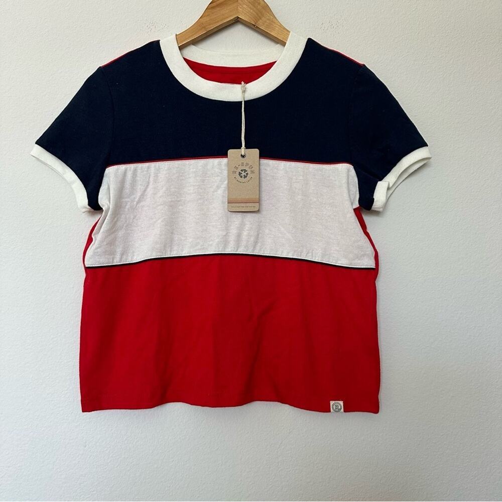 Marine‎ Layer Re-Spun Tee Womens XS Red Colorblock Casual Cotton